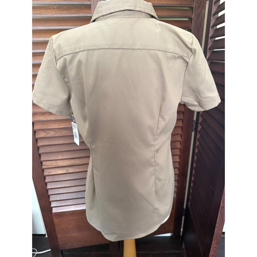 Dickies Women 574F Flex Work Shirt Khaki Desert Sand Short Sleeve Med - Picture 5 of 9